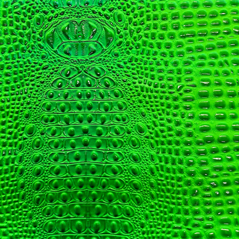 Neon Green Aussie 3D Embossed Gator Vinyl Fabric