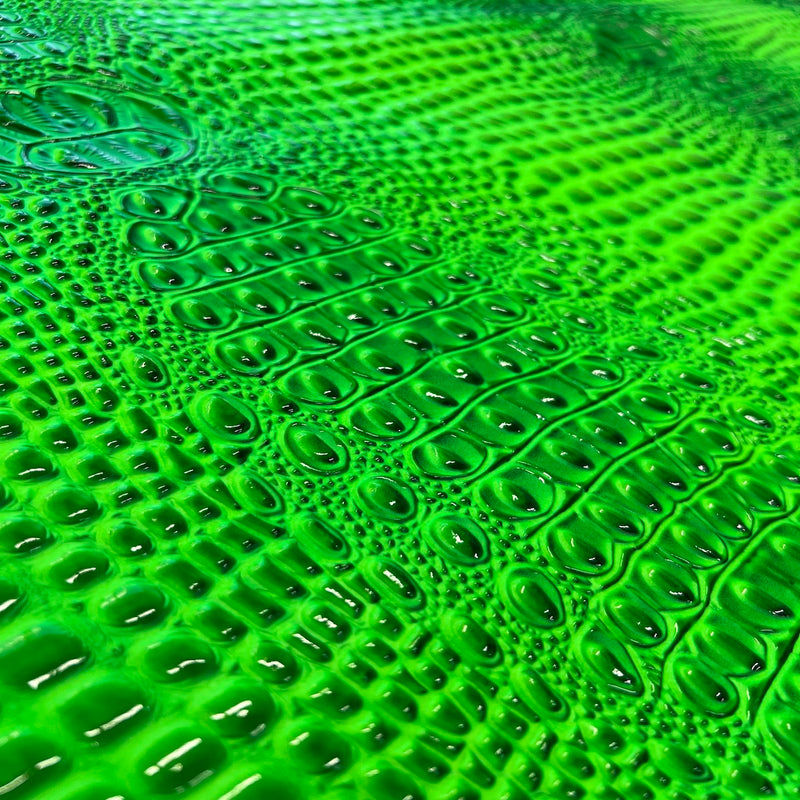 Neon Green Aussie 3D Embossed Gator Vinyl Fabric