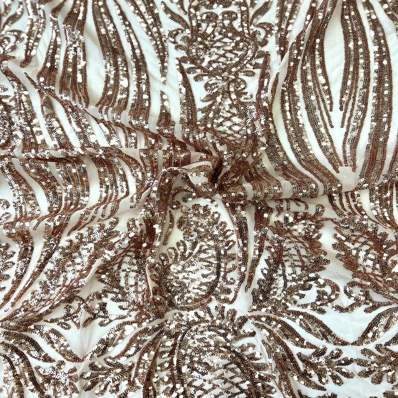 Champagne Gold Nebill Stretch Sequins Lace Fabric