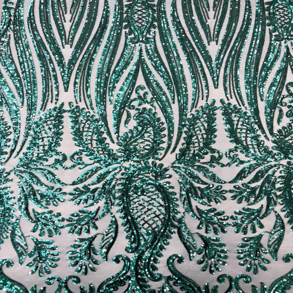 Hunter Green Nebill Stretch Sequins Lace Fabric