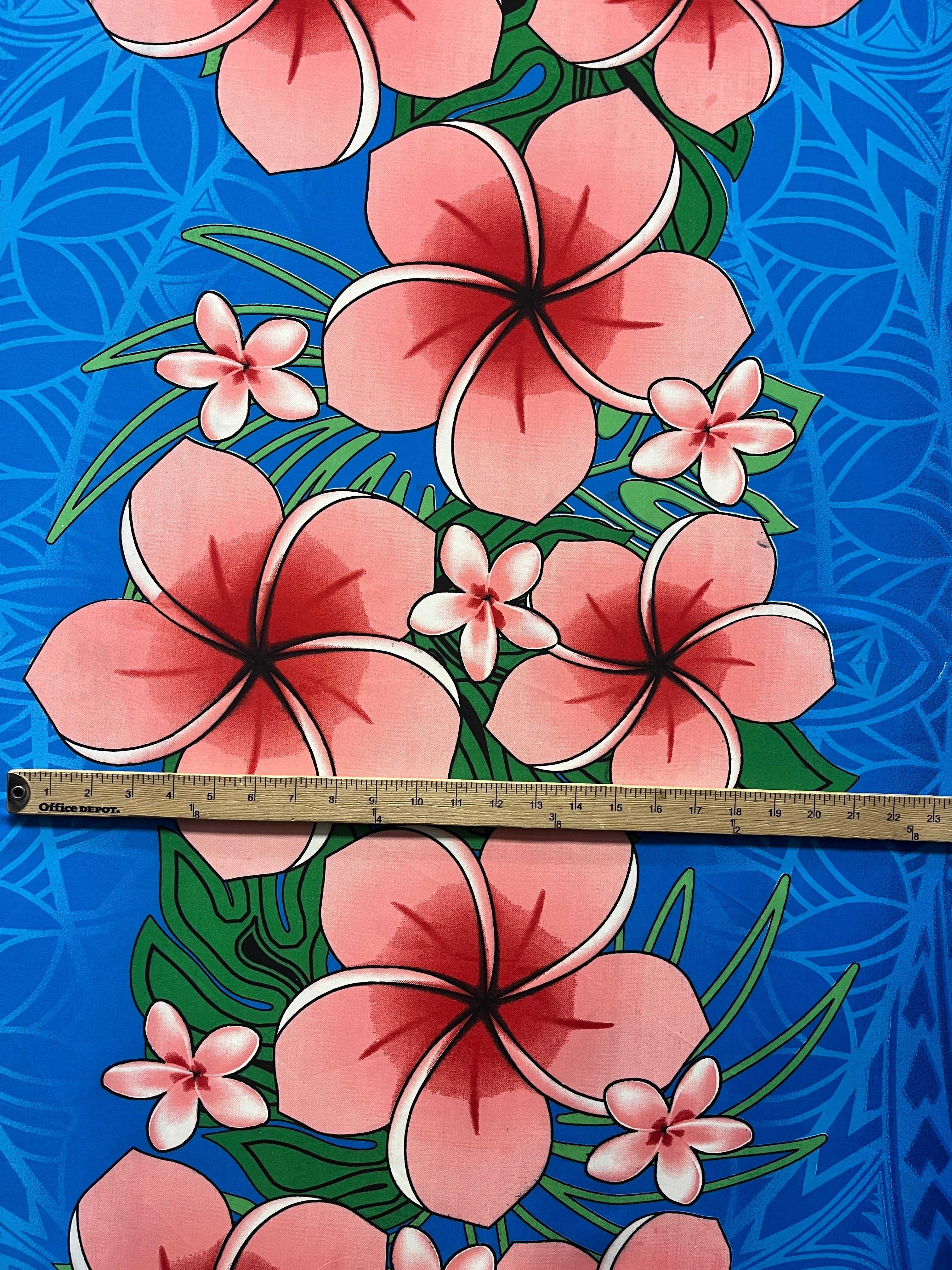 Traditional Tattoo Plumeria Monstera Leaves design Fabric | Peachskin