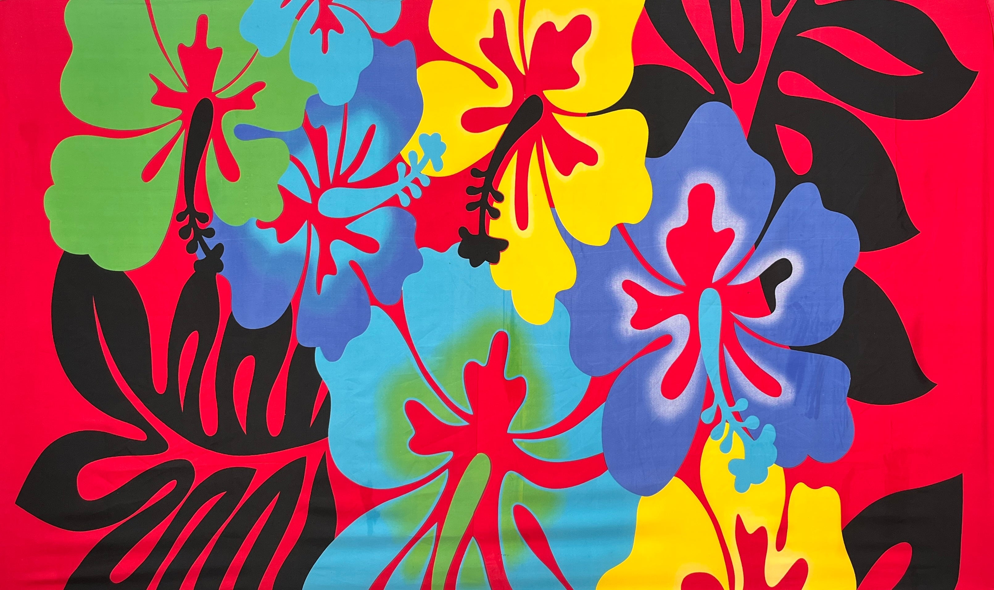 Hibiscus Airbrush Flower Polyester Sarong | Islands Fabric