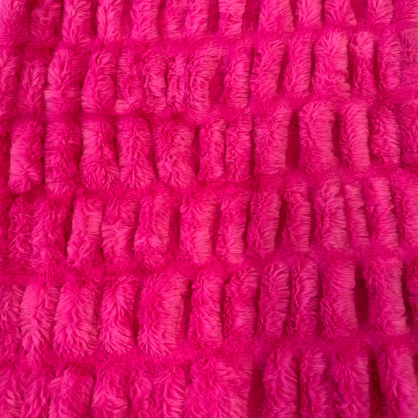 Hot Pink Ruched Chinchilla Stretch Faux Fur Fabric