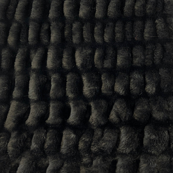 Black Ruched Chinchilla Stretch Faux Fur Fabric