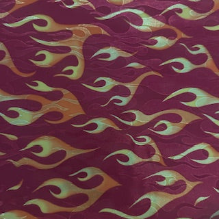 Flame Foggy Foil Stretch Poly Spandex Digital Print  Fabric | Spandex Palace Red