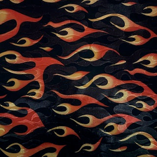 Flame Foggy Foil Stretch Poly Spandex Digital Print  Fabric | Spandex Palace Black Red
