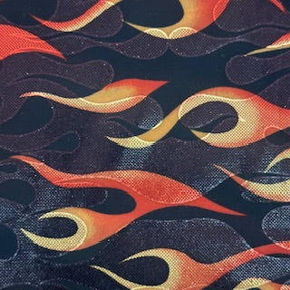 Flame Foggy Foil Stretch Poly Spandex Digital Print  Fabric | Spandex Palace Black Red