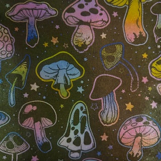 4-Way Stretch Mushroom Digital Print Spandex Tricot | Spandex Palace Olive