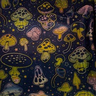 4-Way Stretch Mushroom Digital Print Spandex Tricot | Spandex Palace Navy