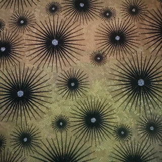 Dazzling Star Stretchy Flocked Hologram Spandex Fabric | Spandex Palace Gold