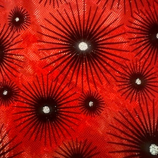 Dazzling Star Stretchy Flocked Hologram Spandex Fabric | Spandex Palace Red