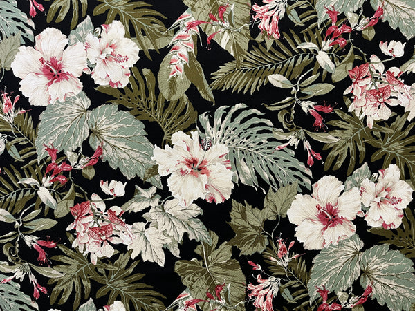 Vintage Tropical Garden Upholstery Cotton Fabric | Islands Fabric