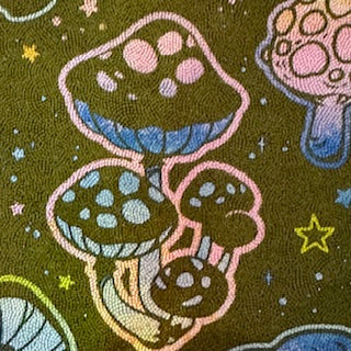 4-Way Stretch Mushroom Digital Print Spandex Tricot | Spandex Palace Olive