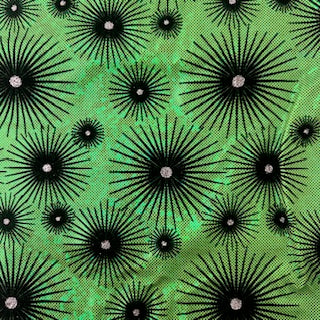 Dazzling Star Stretchy Flocked Hologram Spandex Fabric | Spandex Palace LimeGreen