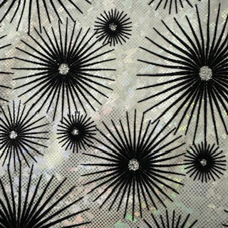 Dazzling Star Stretchy Flocked Hologram Spandex Fabric | Spandex Palace Silver