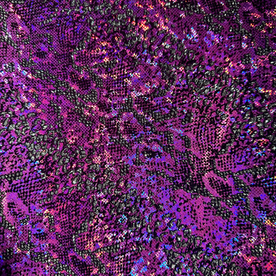 4 Way Stretch Nylon Spandex Fabric  Boa Snake Flocking Hologram With Glitter | Spandex Palace Purple