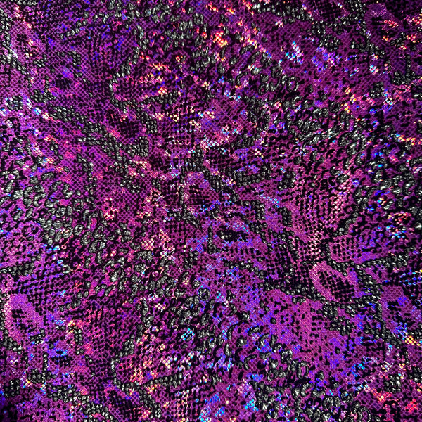 4 Way Stretch Nylon Spandex Fabric  Boa Snake Flocking Hologram With Glitter