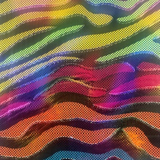 Fantastic Fever Stretch Polyester Spandex Foil Fabric | Spandex palace Rainbow Foil
