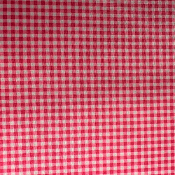 Mini Barbie Plaid Fabric is Stretch Poly Spandex Paper Print  | Spandex Palace White Hot Pink