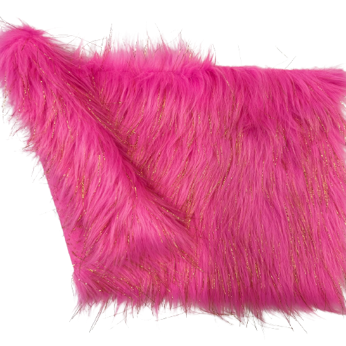 Hot Pink Tinsel Sparkle Glitter Long Pile Shaggy Faux Fur Fabric