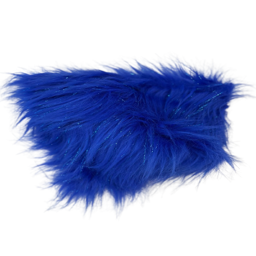 Royal Blue Tinsel Sparkle Glitter Long Pile Shaggy Faux Fur Fabric