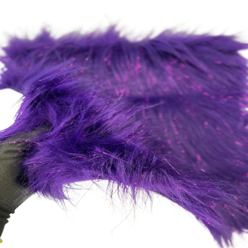 Purple Tinsel Sparkle Glitter Long Pile Shaggy Faux Fur Fabric