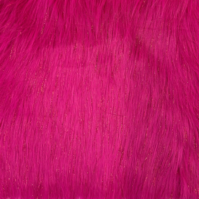 Fuchsia Tinsel Sparkle Glitter Long Pile Shaggy Faux Fur Fabric