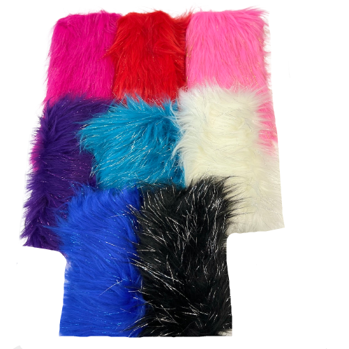 Hot Pink Tinsel Sparkle Glitter Long Pile Shaggy Faux Fur Fabric