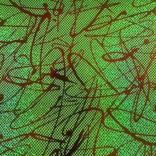 Double Foil Scribble Print Shattered Glass Fabric | Spandex Palace Lime