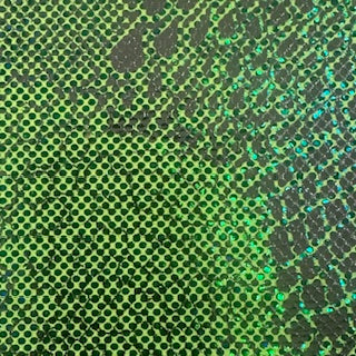 Double Foil Abstract Animal Shattered Glass Fabric | Spandex Palace Lime