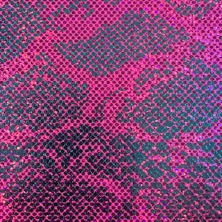 Double Foil Snake Print Shattered Glass Fabric | Spandex Palace Hot Pink