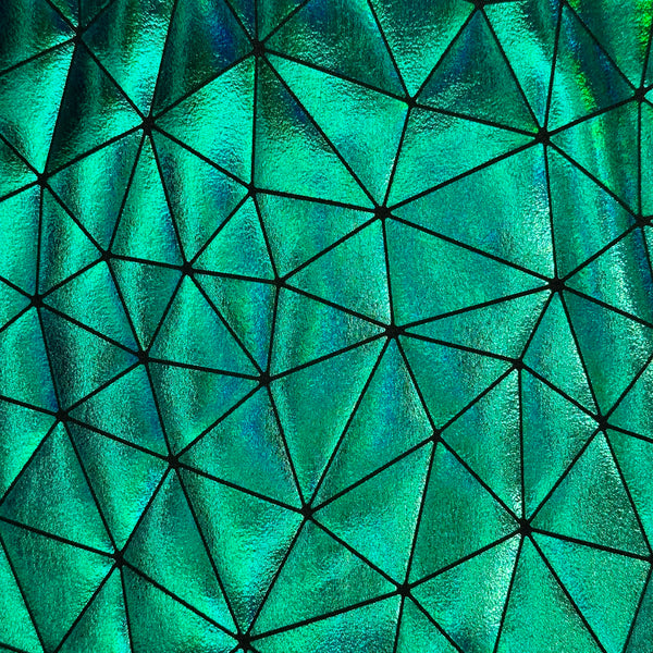 4 Way Stretch Nylon Spandex Bohemian Laser Hologram Fabric | Spandex Palace Green