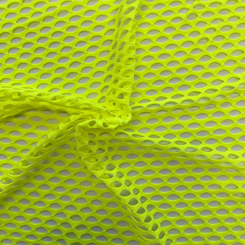 Neon Yellow Crochet Fishnet Netting Spandex Fabric