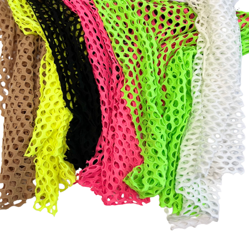 Neon Green Crochet Fishnet Netting Spandex Fabric