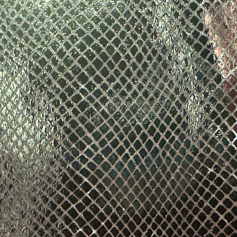 2 Way Stretch Polyester Spandex Velvet Fabric Foiled Diamond Snake   | Spandex Palace Silver