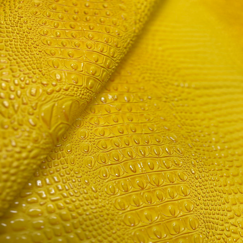 Yellow Aussie 3D Embossed Gator Vinyl Fabric