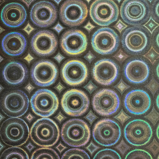 Bull's Eye Polyester Spandex Stretch  Fabric All Over Hologram | Spandex Palace Silver