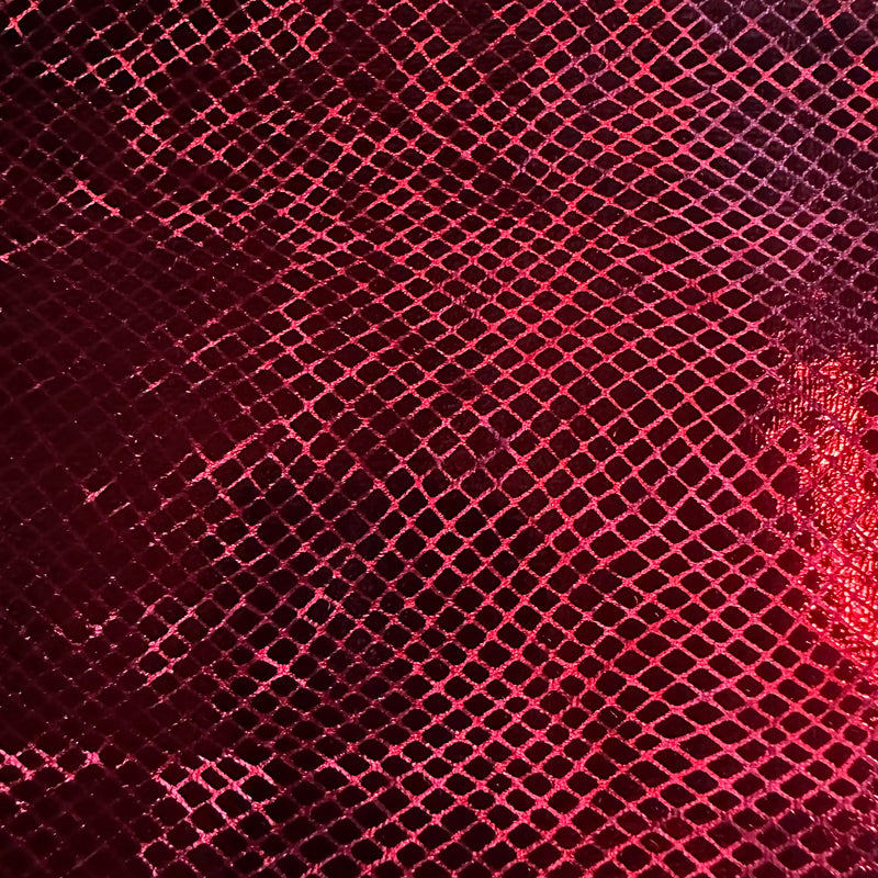 2 Way Stretch Polyester Spandex Velvet Fabric Foiled Diamond Snake   | Spandex Palace Burgundy