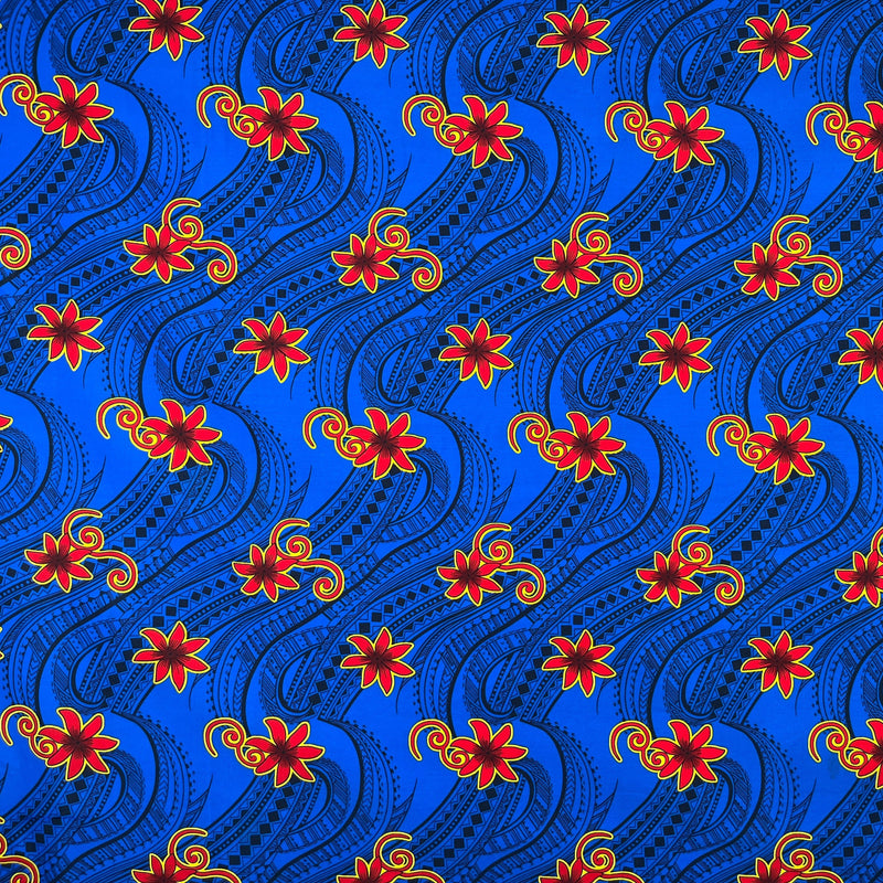 Tiare Waves Traditional Tattoo Fabric | Polyester  | Spandex Palace