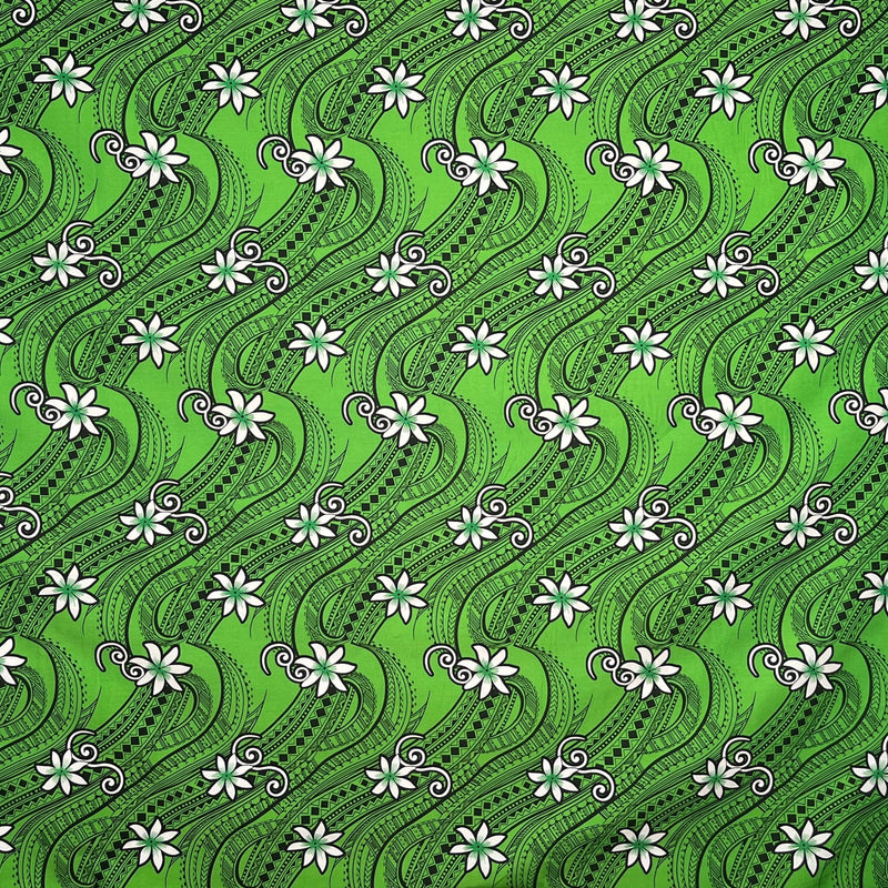 Tiare Waves Traditional Tattoo Fabric | Polyester  | Spandex Palace