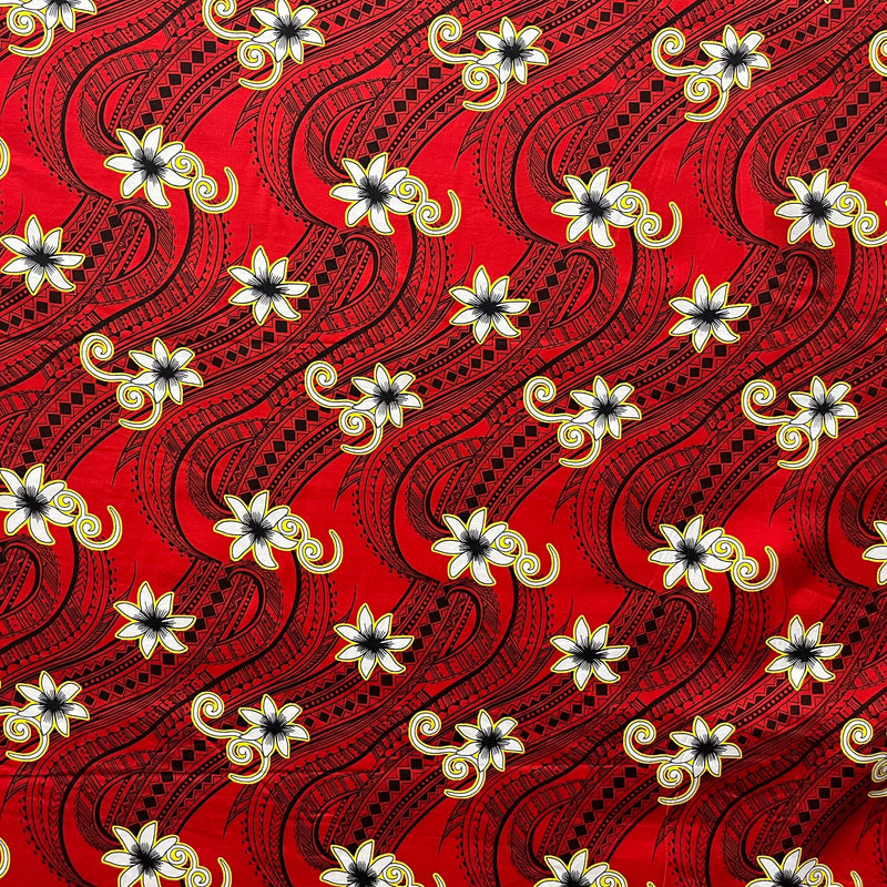 Tiare Waves Traditional Tattoo Fabric | Polyester