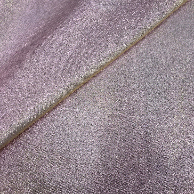 Pink | Gold Iridescent Glitter Lurex Faux Satin Fabric