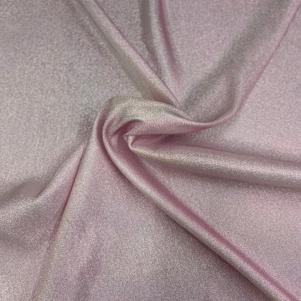 Pink | Silver Iridescent Glitter Lurex Faux Satin Fabric