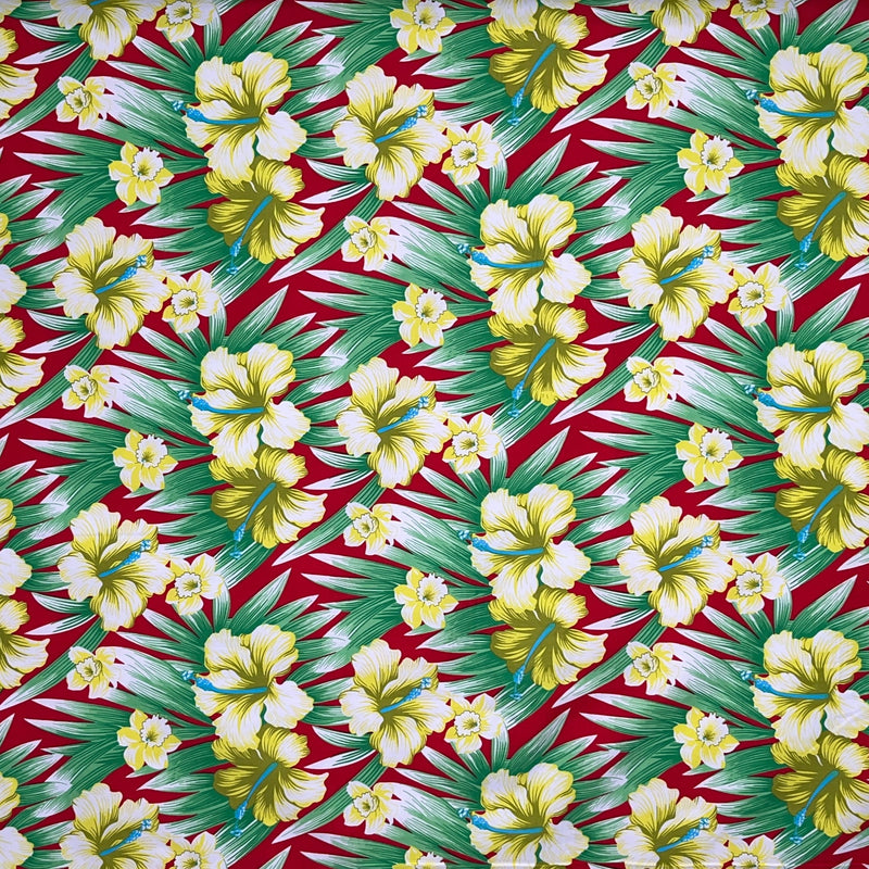 Hibiscus Floral Print Polyester Fabric | Islands Fabric