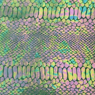 Fever Snake Illusion Foil Stretch Velvet Fabric| Spandex Palace Green