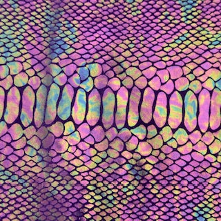 Fever Snake Illusion Foil Stretch Velvet Fabric| Spandex Palace Purple