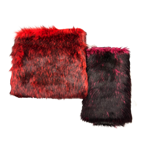 Magenta Pink Black Husky Print Long Pile Shaggy Faux Fur Fabric