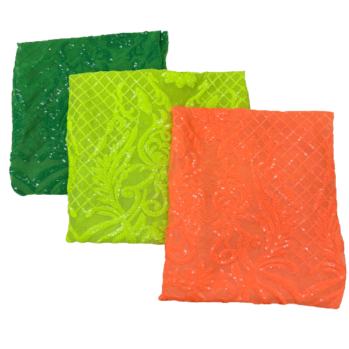 Slime Green Luna Stretch Sequins Lace Fabric