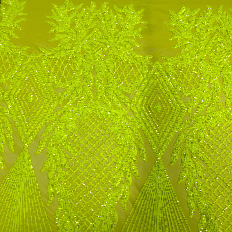 Slime Green Alpica Sequins Lace Fabric