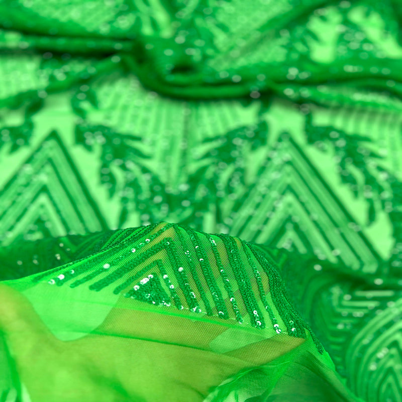 Emerald Green Alpica Sequins Lace Fabric